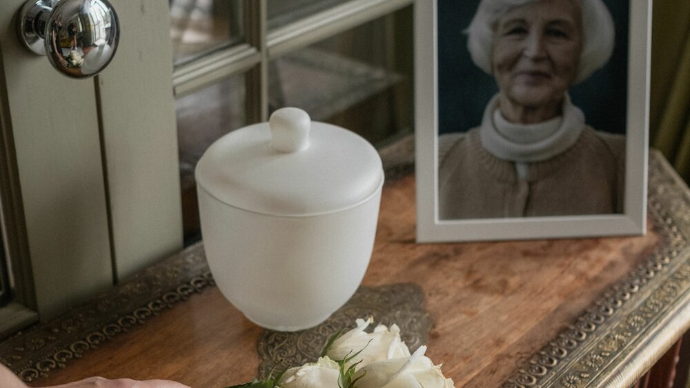 An Urn sitting on a table